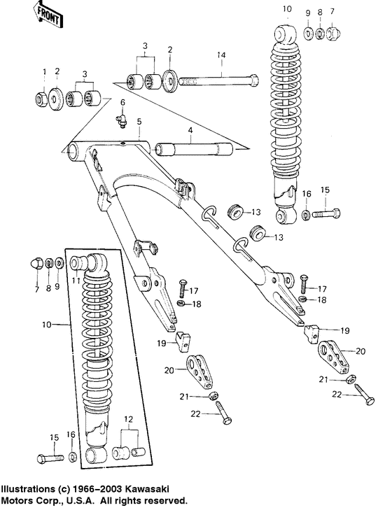Swing arm/shock absorbers
