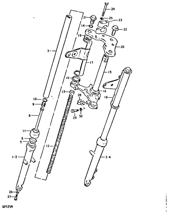 Front fork(gp125c f.no.101265~,gp125uc f.no.101623~