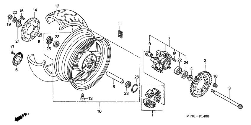 Rear wheel complete assy