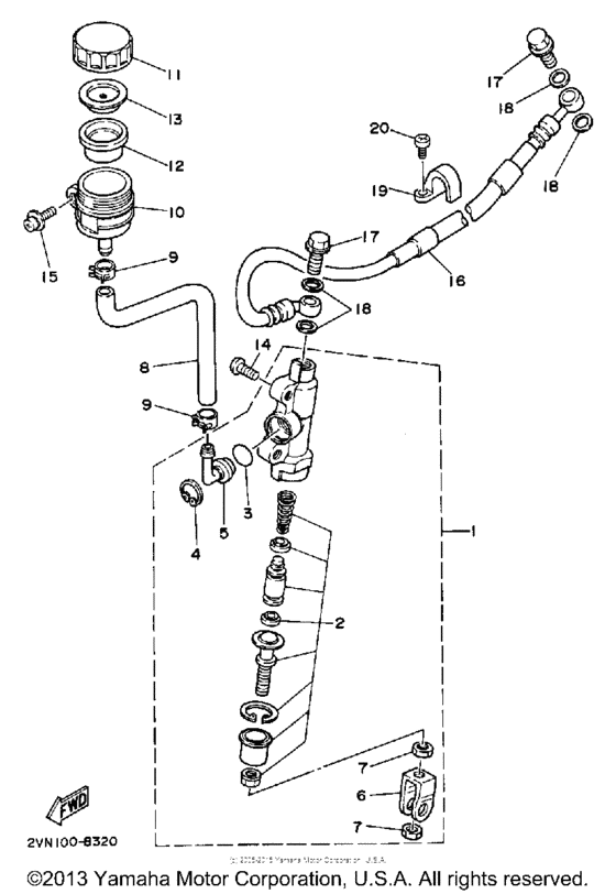 YZ125U Задний торм цилиндр