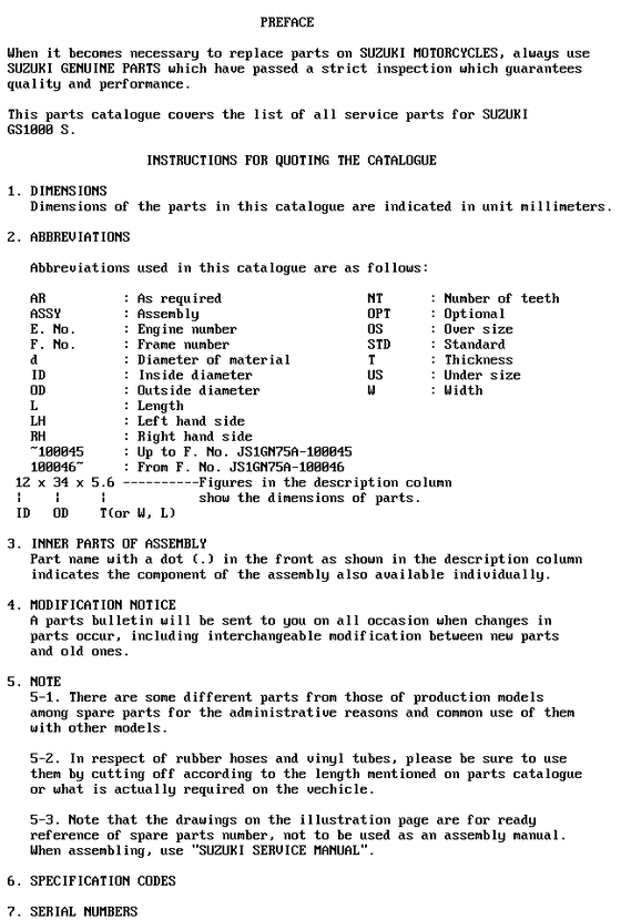 GS1000 Catalog preface
