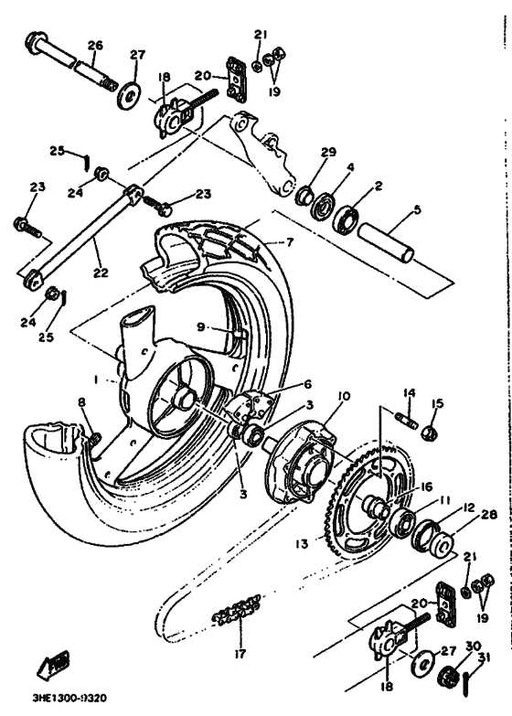 Rear wheel complete assy