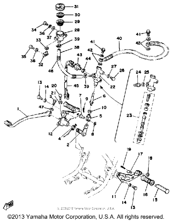 Brake pedal master cylinder