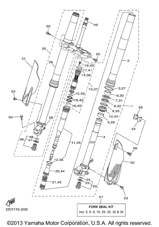 YZ450FAB Передняя вилка