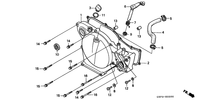 CR80RB Крышка картера правая