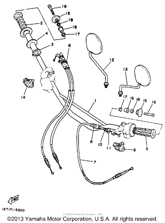 XT350A Руль -тросы
