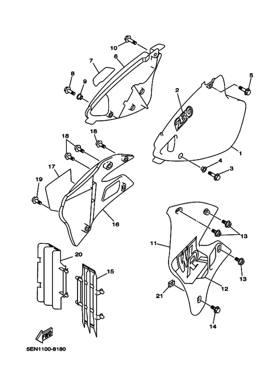 WR250Z Боковые обтекатели
