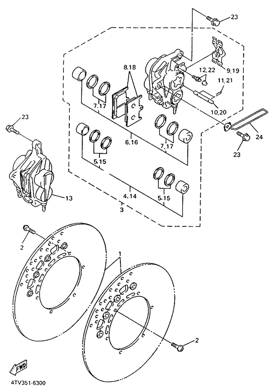 YZF600R Передний тормоз