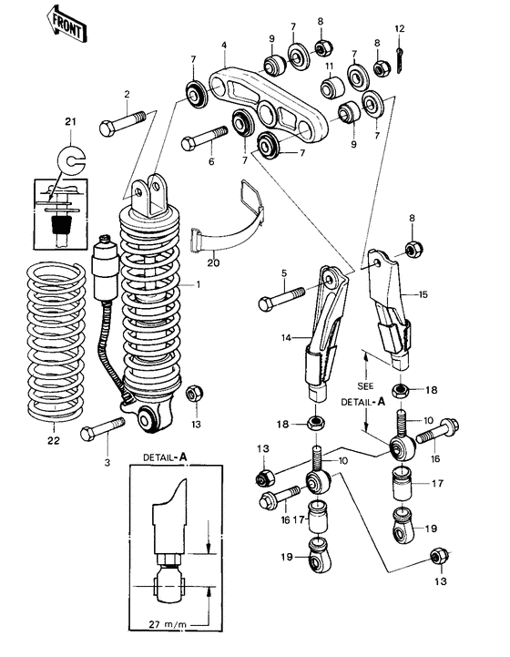 Rear suspension/shock absorber