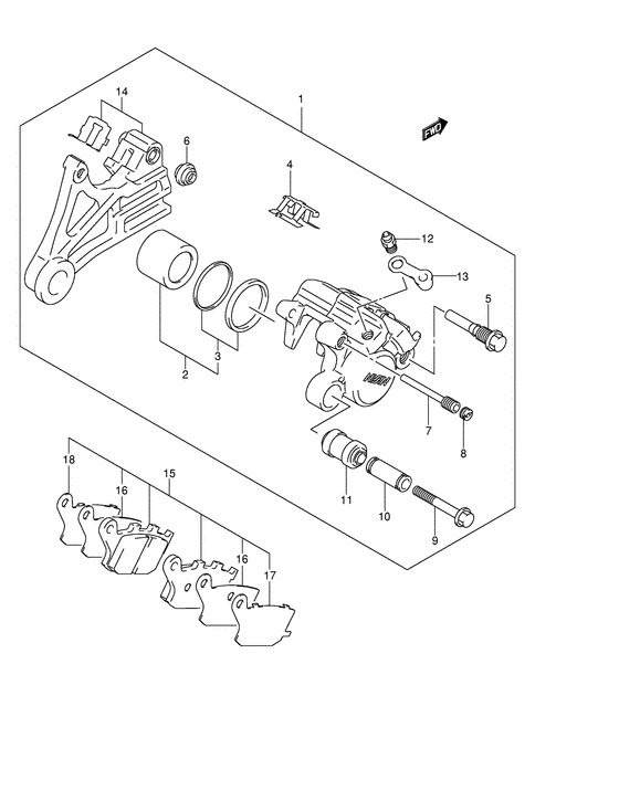 DL650 Задний суппорт