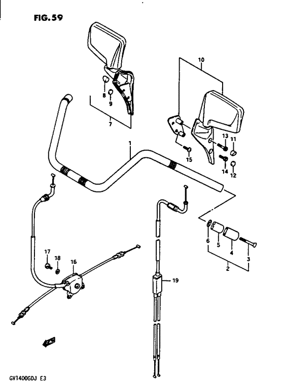 Handlebar-control cable gv1400gcg/model h/j