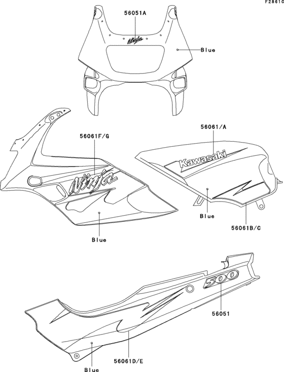 EX500 Decals(blue)(ex500-d2)