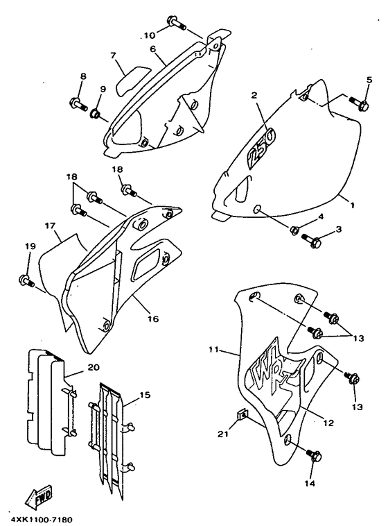 WR250Z Боковые обтекатели