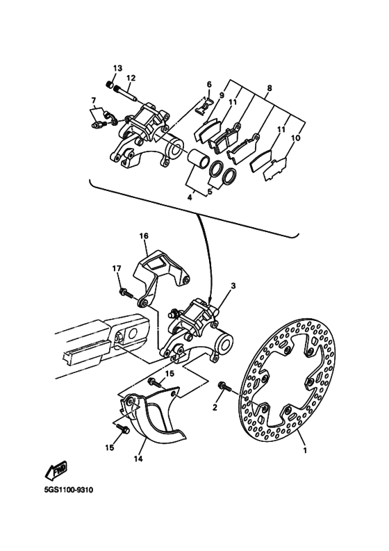 WR426F Задний суппорт