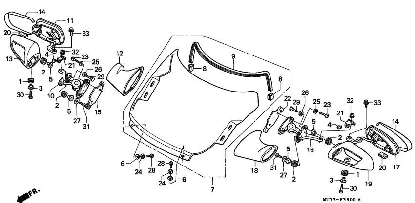 Wind screen/back mirror