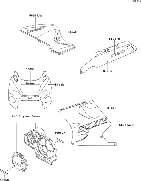 ZX1100 Decals(zx1100-d2)(black)