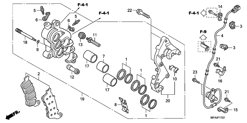 R. front brake caliper