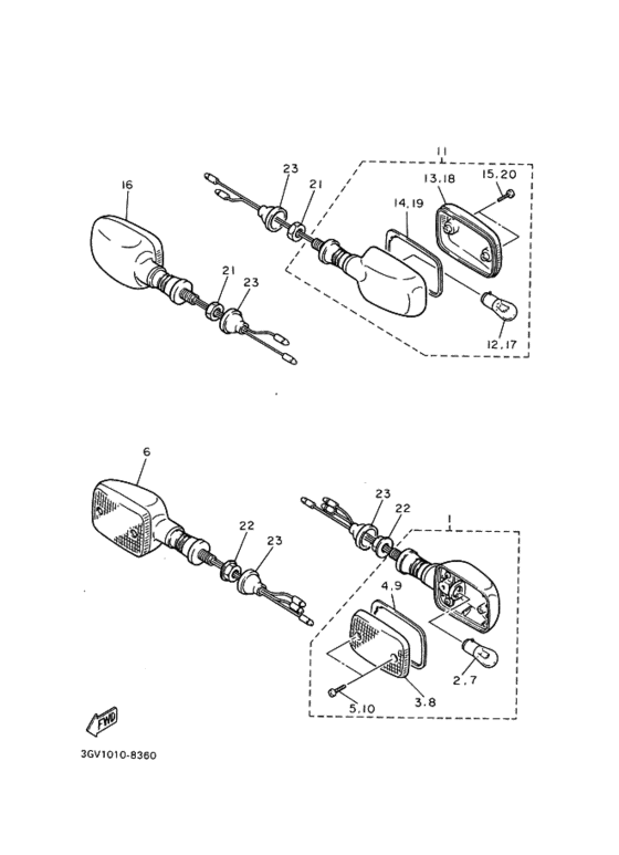 SRX400 Rear flasher light assy