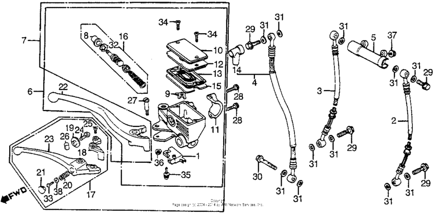 Front brake master cylinder + brake control lever