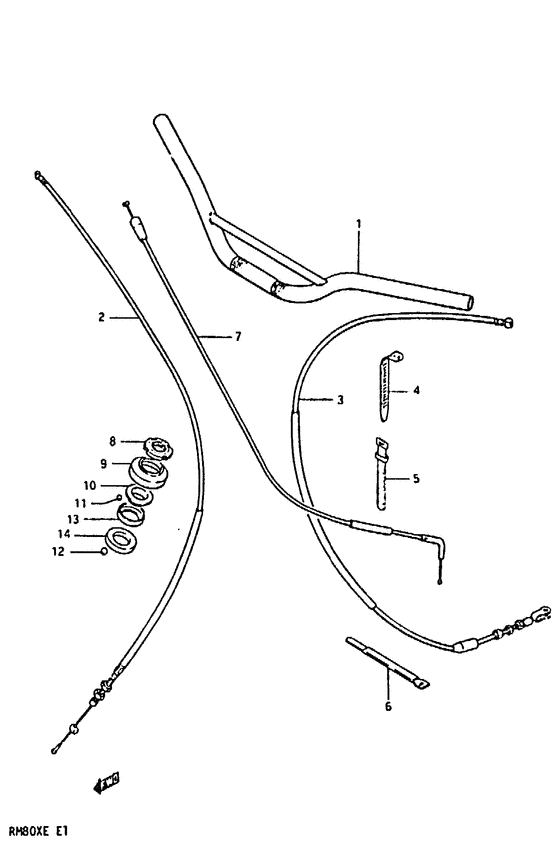 RM80 Handlebar - control cable
