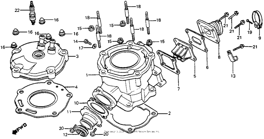 Cylinder head + cylinder + reed valve 83