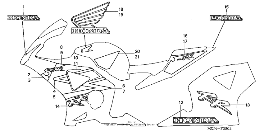 CBR900RR Stripe + mark (cbr900rr'02-'03)