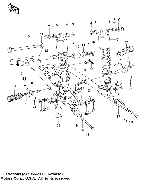 Swing arm/shock absorbers