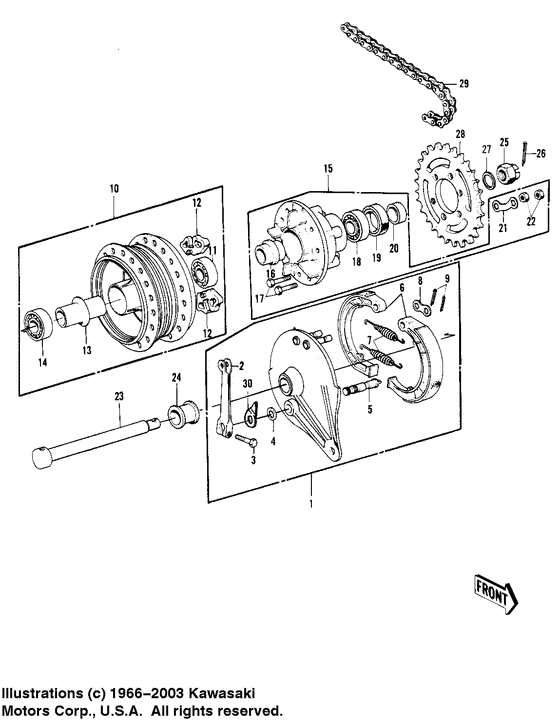 Rear hub/brake/chain