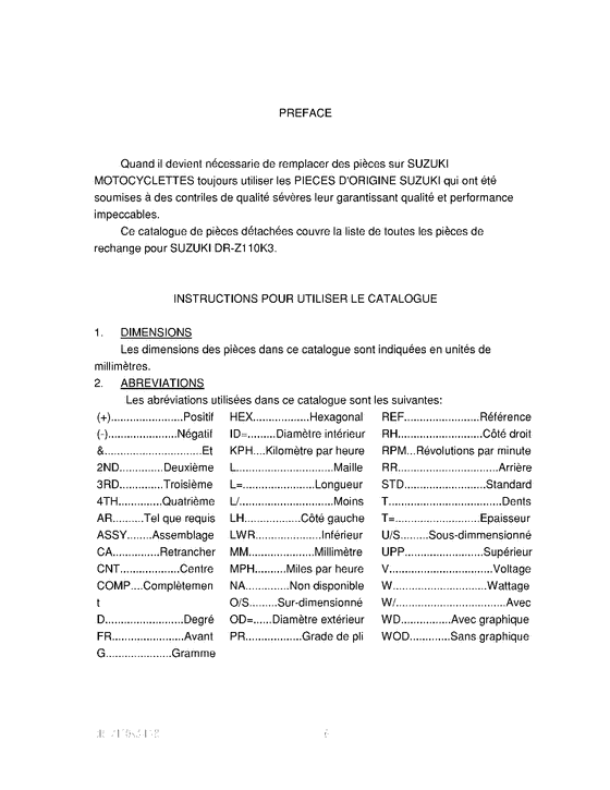 DR-Z110 Catalog preface