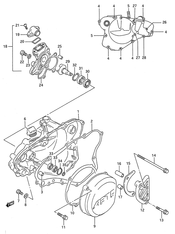 Crankcase cover- water pump