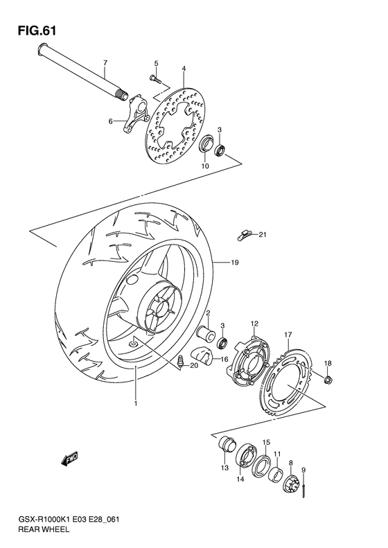 Rear wheel complete assy
