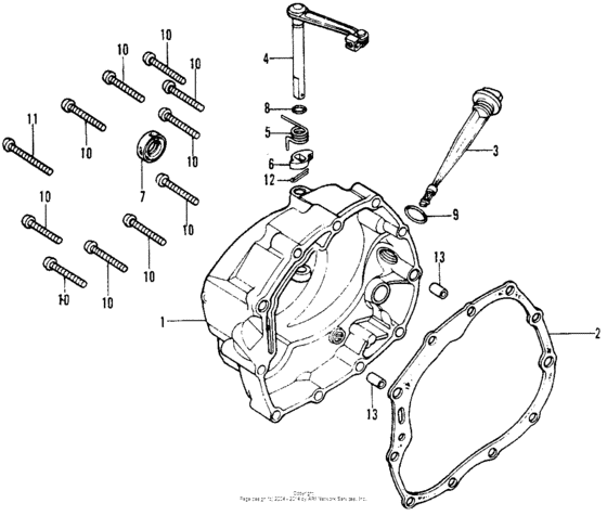 Right crankcase cover + clutch lever 76