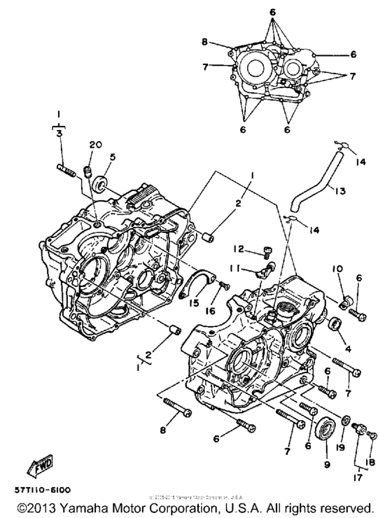 XT350TC (CA ED.) Картер двигателя