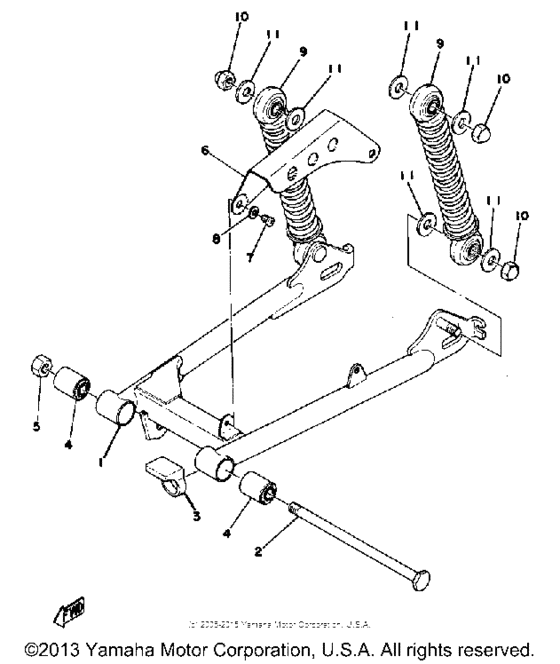 Swing arm - rear shocks - chain case