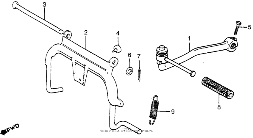 Stand + kick starter arm