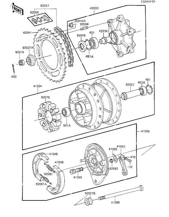 Rear hub/brake/chain
