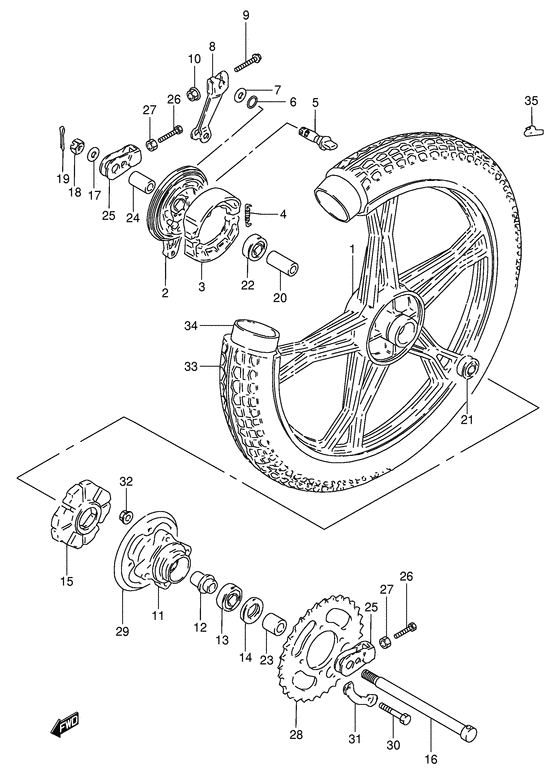 Rear wheel complete assy