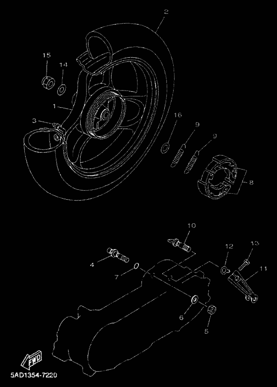 YN50 Rear wheel complete assy