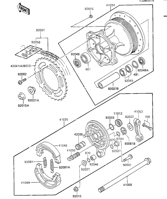 Rear hub/brake/chain