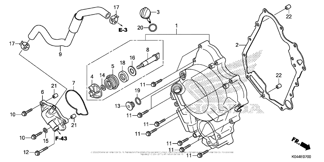 Right Crankcase Cover + Water Pump