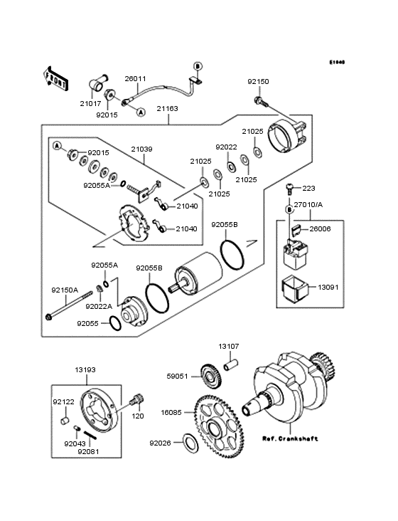 Starter motor/starter clutch