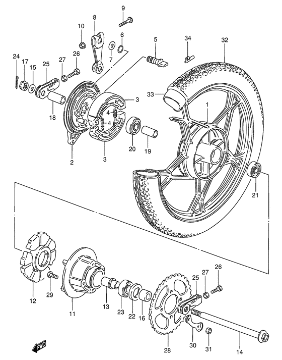 Rear wheel complete assy