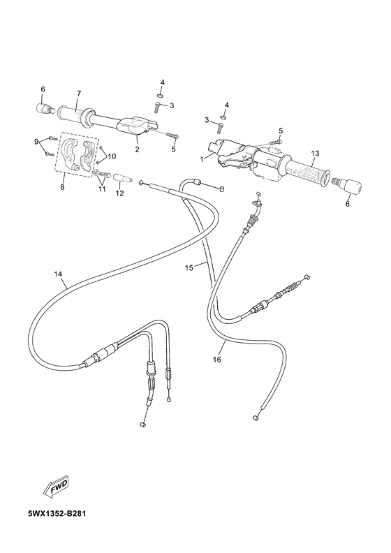 TZR50 Steering handle & cable