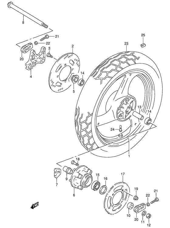 Rear wheel complete assy