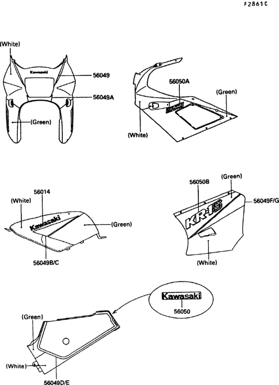 KR250 Decal(green / white)