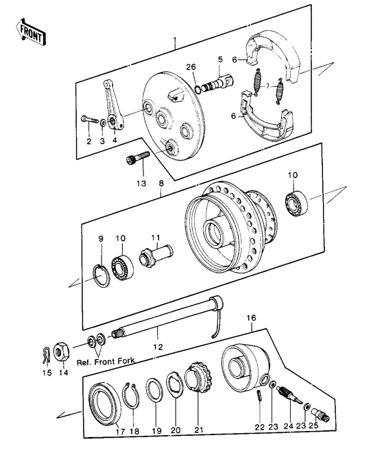 Front hub/brake