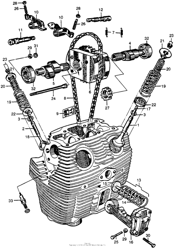 Camshaft + valve + cam chain