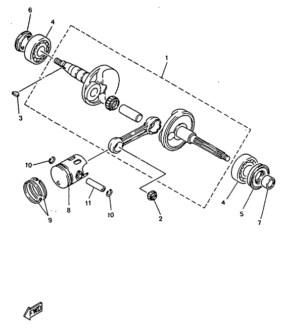 YN50R Коленвал и поршень