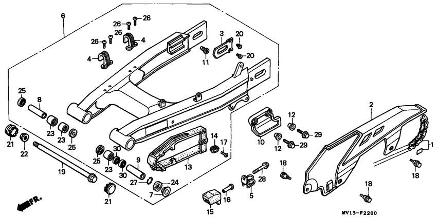 Rear fork/chain case