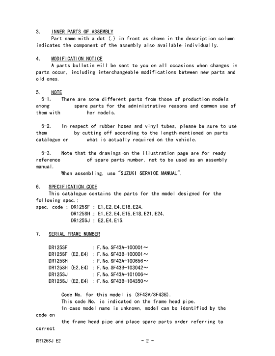 DR125 Catalog preface